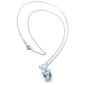 Authentic! Tiffany & Co Victoria Platinum Diamond Aquamarine Pendant Necklace